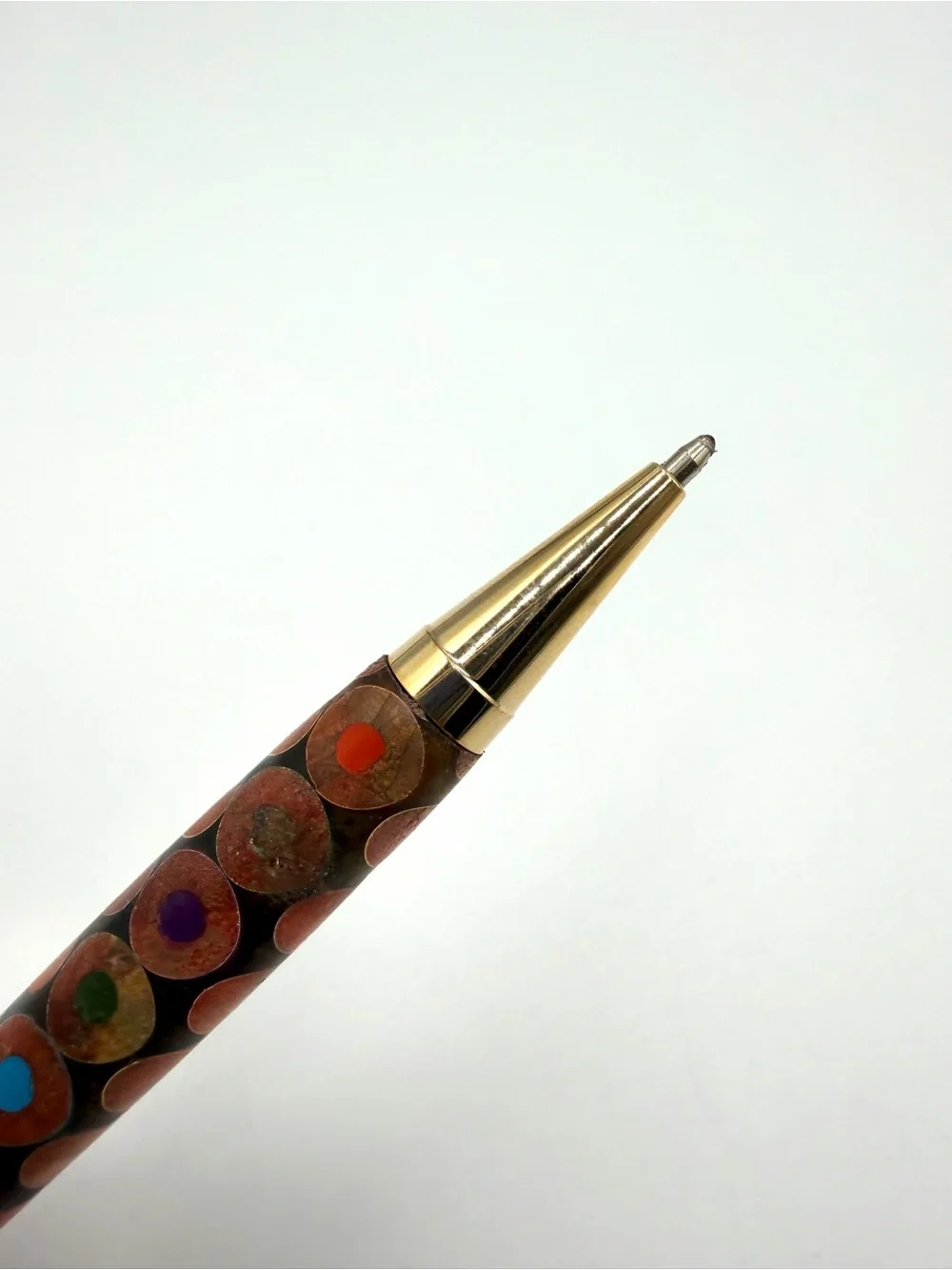 Custom Wood & Colored Pencil Resin Hand-Turned Ballpoint Pen